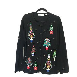 Victoria Jones Christmas Tree Cardigan size M